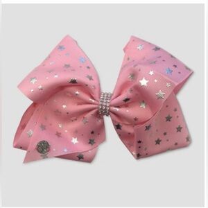 Girls JoJo Siwa Pink with Silver Stars Bow Hairclip